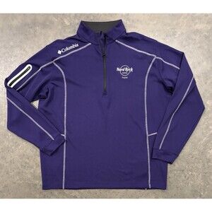 Columbia Golf Hard Rock Tulsa 1/4 Zip Pullover Mens Large Purple Long Sleeve